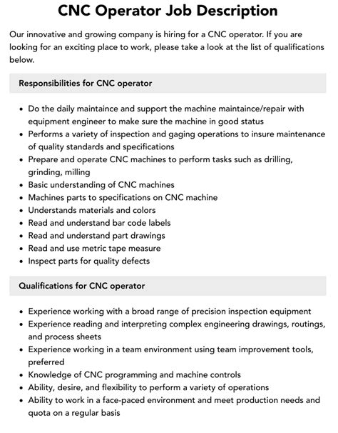 cnc machine electrical maintenance resume|cnc machine operator job description.